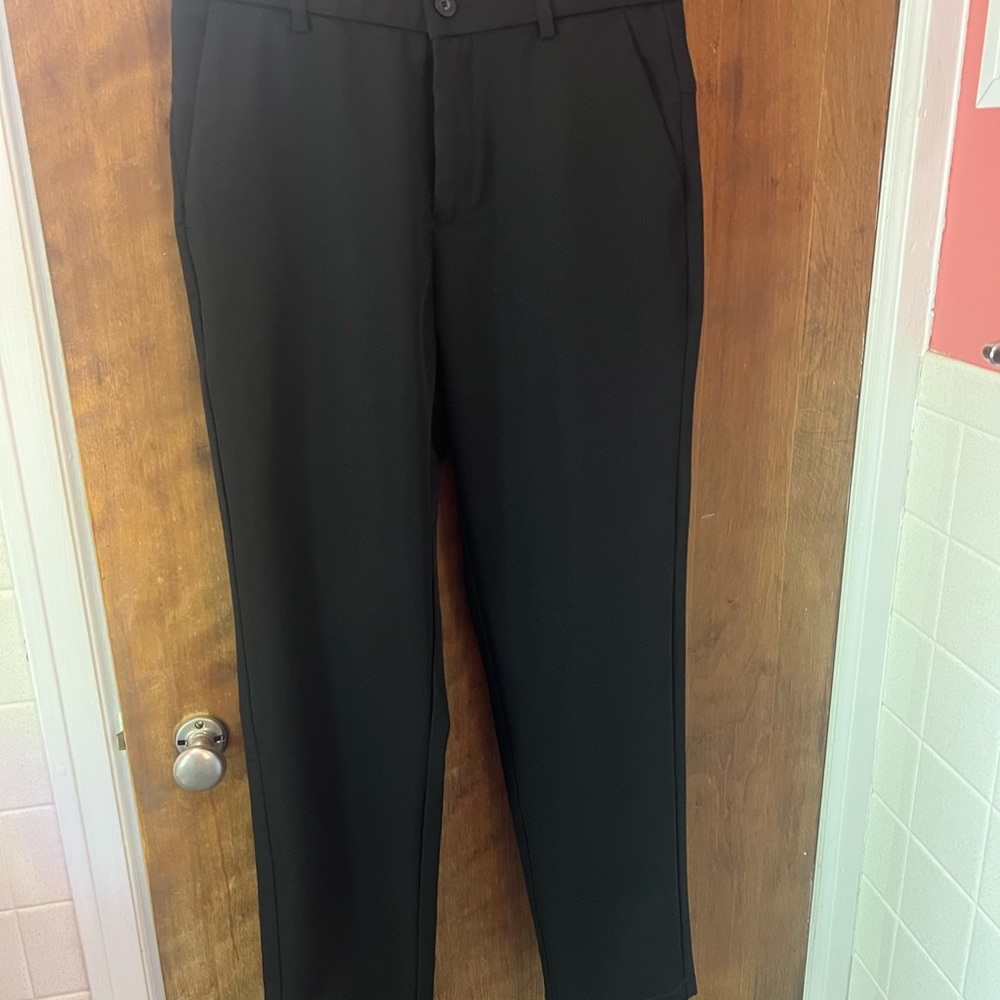 Plaid & Plain stretch Classic Black Trousers